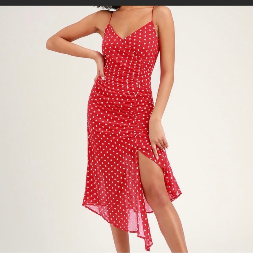 Open back summer midi red dress by FindersKeepers